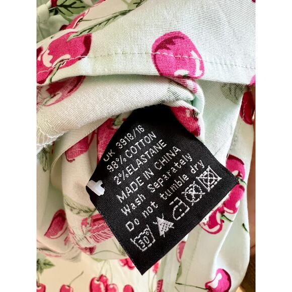 Hell Bunny Cherry Print Blouse - White and Red - Picture 6 of 9